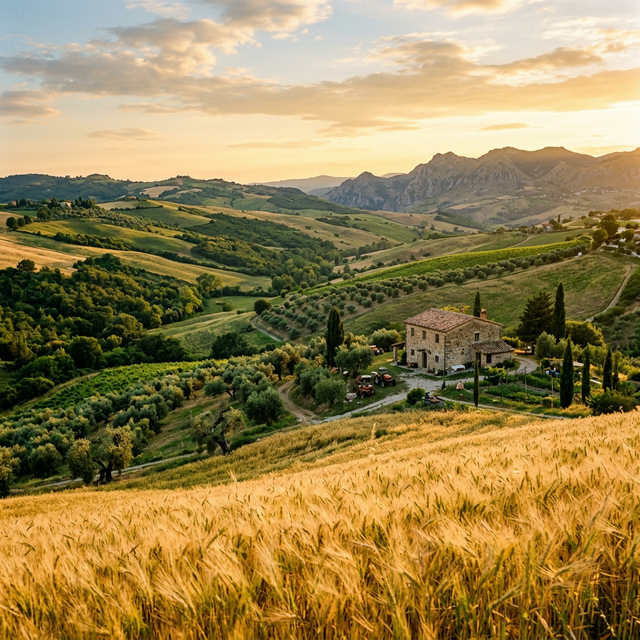 Campagna calabrese con campi di grano